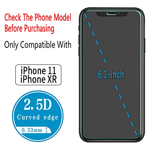 Hptech 2-Pack Tempered Glass For Apple Iphone 11, Iphone Xr [6.1-Inch] Screen Protector, Easy To Install, Bubble Free, 9H Hardness #TOP2