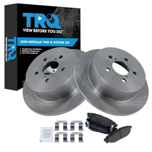 Image of TRQ Rear Brake Pad and Rotor Set Semi Metallic Solid Rotors