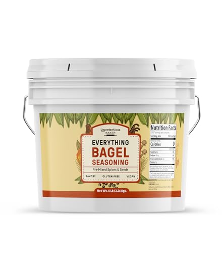 Unpretentious Everything Bagel Seasoning, 1 Gallon Bucket, Add Texture & Flavor to Any Recipe, Mix of Sesame Seeds, Garlic, Onion & Salt (80 Ounce)