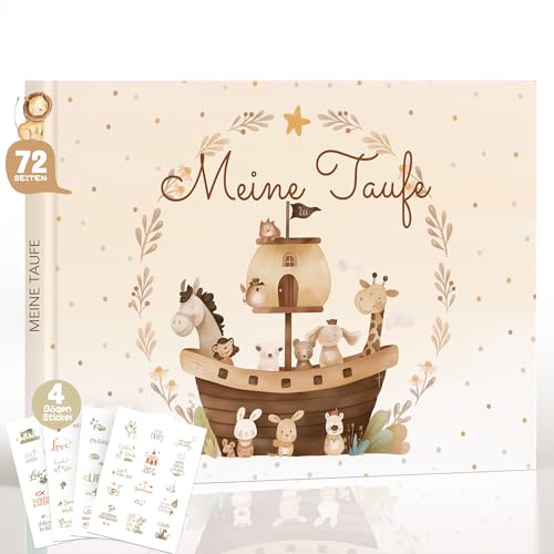 Taufgeschenke für Mädchen Jungen Meine Taufbuch mit Stickern - 72 Seiten Gästebuch Taufe zum Ausfüllen mit Fotos und Glückwünsche - Babyparty Geschenke Erinnerungsbuch zur Taufe & Patenkind Geschenk