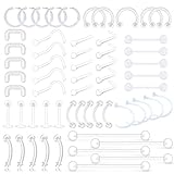MODRSA Mix Set Clear Piercing Retainers Flexible Lip Ear Nose Studs Septum Eyebrow Tongue Rings Cartilage Tragus Earrings Retainer Bioflex Horseshoe Industrial Barbell 60pcs