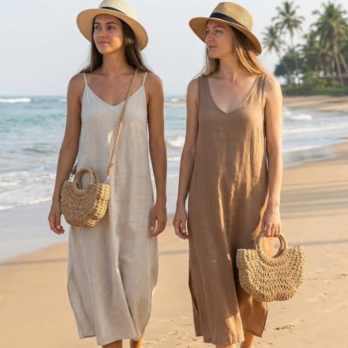 Image of Rattan Handmade Straw Tote Handbag Beach Shoulder Bag Summer Beach Rattan Bag Straw Bag