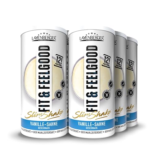 Layenberger Fit&Feelgood Slim Shake Powder Mahlzeitersatz für 72 Portionen mit je 214 kcal (6x 396 g) - Vanille-Sahne