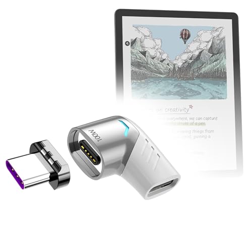 BoxWave Adapter Compatible with Amazon Kindle Scribe Colorsoft 2nd Gen (11 in) - MagnetoSnap PD Angle Adapter, Magnetic Charging Connector Device Saver - Metallic Silver