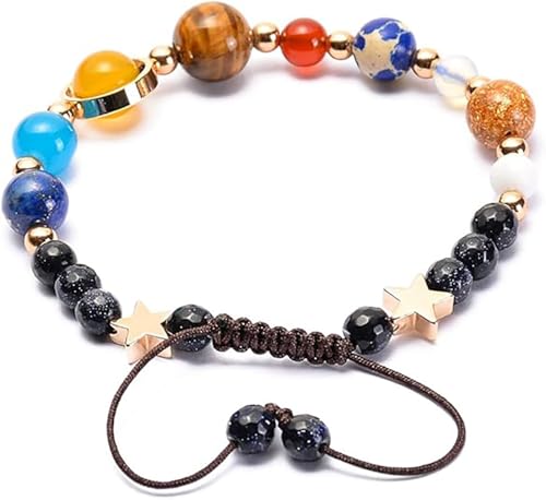 GOCVSIFBUS Planet Bracelet Solar System Universe Galaxy Bracelet Stone Bead Bracelet String Adjustable Astronomy Gifts Bangle for Women Men