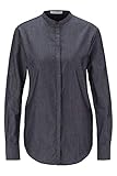 Gerade Manschetten BOSS Damen C Befelize Relaxed-Fit Bluse aus Chambray-Baumwolle mit Stehkragen