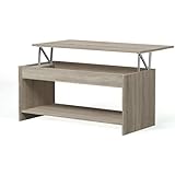 2 años de garantía Marca Amazon - Movian Aggol Modern - Mesa de centro elevable con balda inferior, 50 x 100 x 44 cm (Efecto Roble)