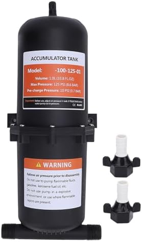 Accumulator Tank for RV Marine, 1L 125PSI Pre-Charged, Reduces Pu...