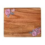 Dolly Parton Acacia Wood Reversible Cutting Board, Rose Print, Gentle on Knives, Ideal for Chopping and Serving, 8 x 10 Inch