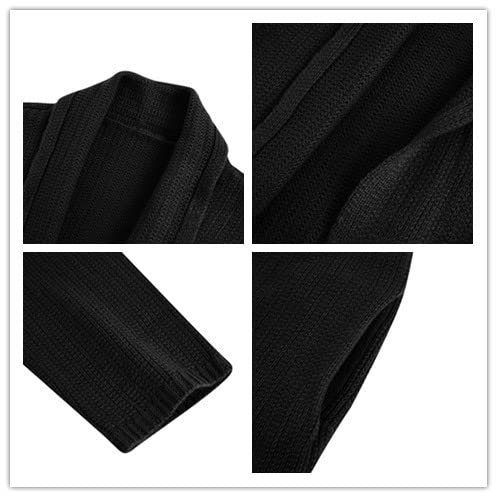 Mens Cardigan Sweaters Long Sleeve Knit Open Front Cardigans With Pocket #TOP2