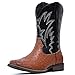 IUV Cowboy Boots For Men Western Ostrich Wide Durable Fashionable Embroidered Pull On Slip Resistant Assorted Colors Boots