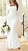 MITILLY Women Bridal Shower Dresses for Bride Lace Elegant Square Neck Long Sleeve Wedding Guest Bodycon Maxi Dresses Small White
