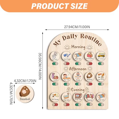 Tableau de routine en bois pour tout-petits avec finitions soignées et design durable - 2