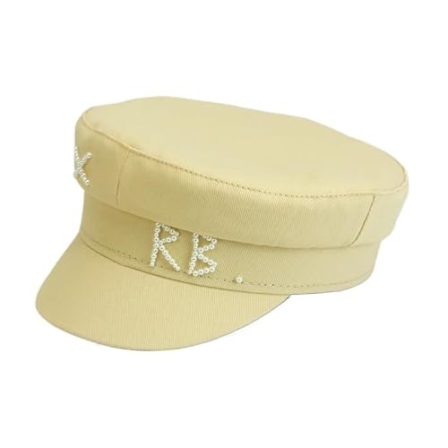 Women RB Letter Militray Hat Fashion Streetwear Navy Hat Adjustable Flat Top Newsboy Caps Casual Visor Hats (Color : C6, Size : One Size)
