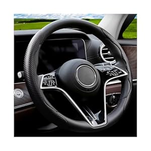 Osilly Car Steering Wheel Cover, Carbon Fiber Leather Segmented Steering Wheel Protector, Universal 15 Inch, Anti-Slip & Durable, Car Interior Accessories Fit for Most Vehicle, SUV, Truck (Black)