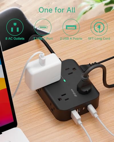 Image of mifaso Power Outlet Extender with Rotating Plug Compatible with smart Phone (5 Ft)