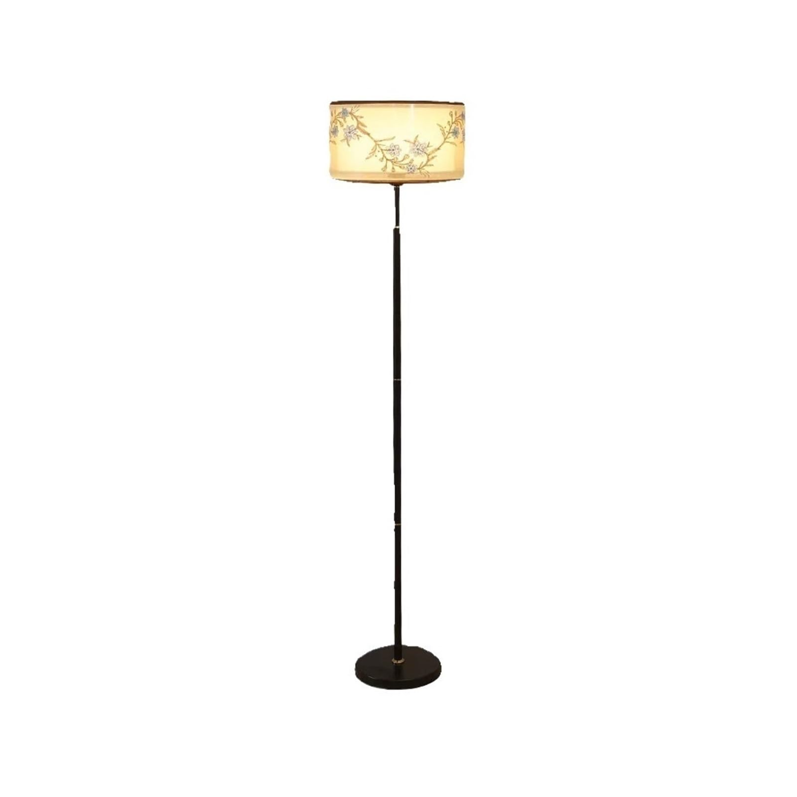 Soggiorno Lampada da Terra Vintage Paralume Tessuto Metallo