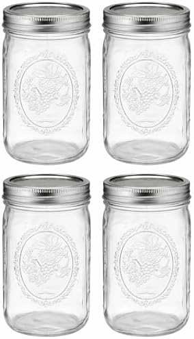 Wide Mouth 32 oz Mason Jars with Lids and Bands - 4 Pack - Packed...