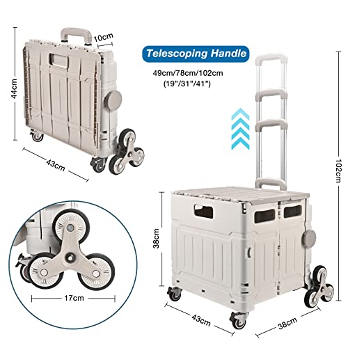 Northern Stone Faltbarer Einkaufstrolley Einkaufswagen Treppenklettern Stiefelwagen mit 360° drehbarem Rad und… – Bild 5