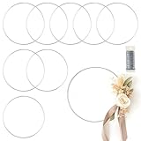 8 Pack Floral Hoop 16 Inches Metal Rings for Crafts Macrame Rings Hoop Dream Catcher Rings DIY Wedding Wreath Candle Rings Wreaths Craft Hoops Floral Ring for DIY Centerpiece Table Decorations, Silver