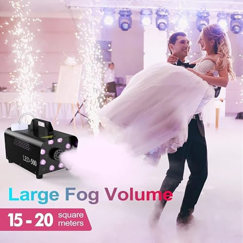 Nebelmaschine, 500W Rauchmaschinen mit kabelloser Fernbedienung UND LED Licht mit 13 Farben & Strobe Effekt, Passend für DJ Disco Party, Halloween, Weihnachten, Hochzeitsfeiern & Bühnenauftritte usw
