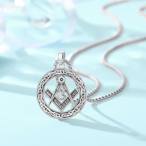 Masonic Freemason/Vampire Necklace for Men Masonic Pendant Gifts 925 Sterling Silver Freemasonry Necklace Jewelry for Brother Men Dad Husband Christmas Birthday4
