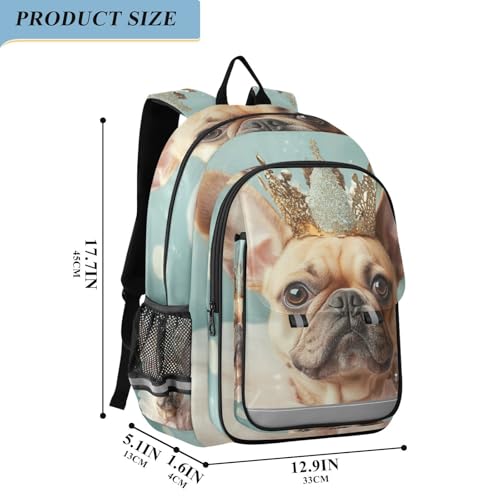 ALAZA French Bulldog Dog Cute Dog Dressed Up School Backpacks Reflective Safety Backpack2
