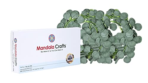 Mandala Crafts Faux Eucalyptus Garland Artificial Green Vines - Fake Greenery Garland Sage Green Decor Leaf Garland - Silver Dollar Eucalyptus Leaves For Wedding 2 Pcs #TOP6