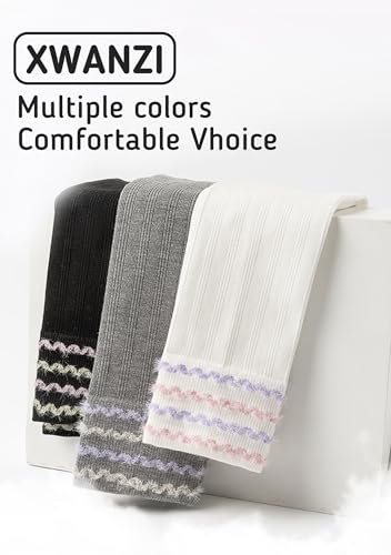 Toddler Girls Tights Breathable Stretch Ankle Length Cable Knit Footless Ribbed Leggings4