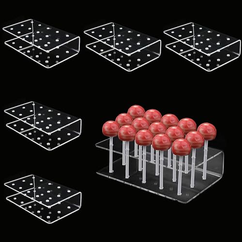 LANIAKEA 6 PCS Cake Pop Stand, 15 Hole Acrylic Cake Pop Holder, Clear Lollipop Holder, Cake Pop Stand Holder for Weddings Birthday Party Candy Decorative