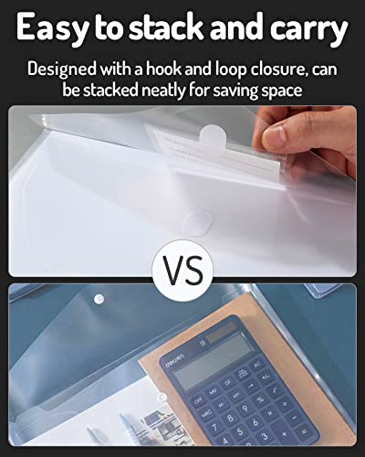 Forvencer 10 Pack Super Heavyweight Poly Binder Pocket With Hook And Loop Fasteners Closure, Binder Folders Side Loading, 3 Ring Binder Pocket, Letter Size, Clear #TOP5