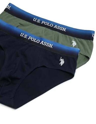 Image of U.S. Polo ASSN. Mens OEB05 Ombre Waistband Solid Underwear Briefs - Pack of 2