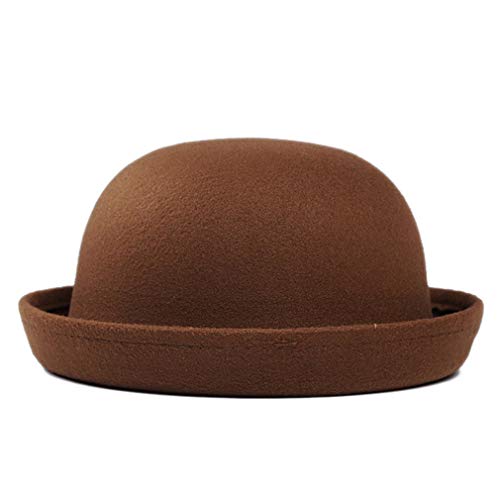 Elee Child Girls Vintage Wool Felt Bowler Hat Caps Derby Cap Dome Hat (#7 Brown)