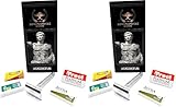 Roman Empire Shaving® Rasierhobel Augustus - Eleganter Safety Razor für Damen & Herren - Nassrasierer Set inkl. 20 Rasierklingen von Astra, Derby, Shark, Treet - Rasier Set (Packung mit 2)