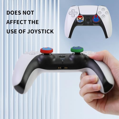 Image of PERFECTSIGHT Cute Thumb Grip Caps for Switch 2, PS5 PS4 Xbox Series X /S Xbox One Switch PRO Controller Steam Deck, 4PCS Soft Rubber 3D Thumbsticks Button Joystick Cover, Red+Green Bros