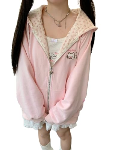 Image of Pokn Y2K Zip Up Hoodie Jojifuku Cutecore Kawaii Hoodie Clothes Women Long Sleeves Tops Graphic Cutecore Shoujo Clothes