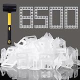 Tile Leveling System 1/8' Spacers Tile Leveler Clips 8500 Pcs and 16 oz Rubber Mallet Hammer .Tile Tools Set...