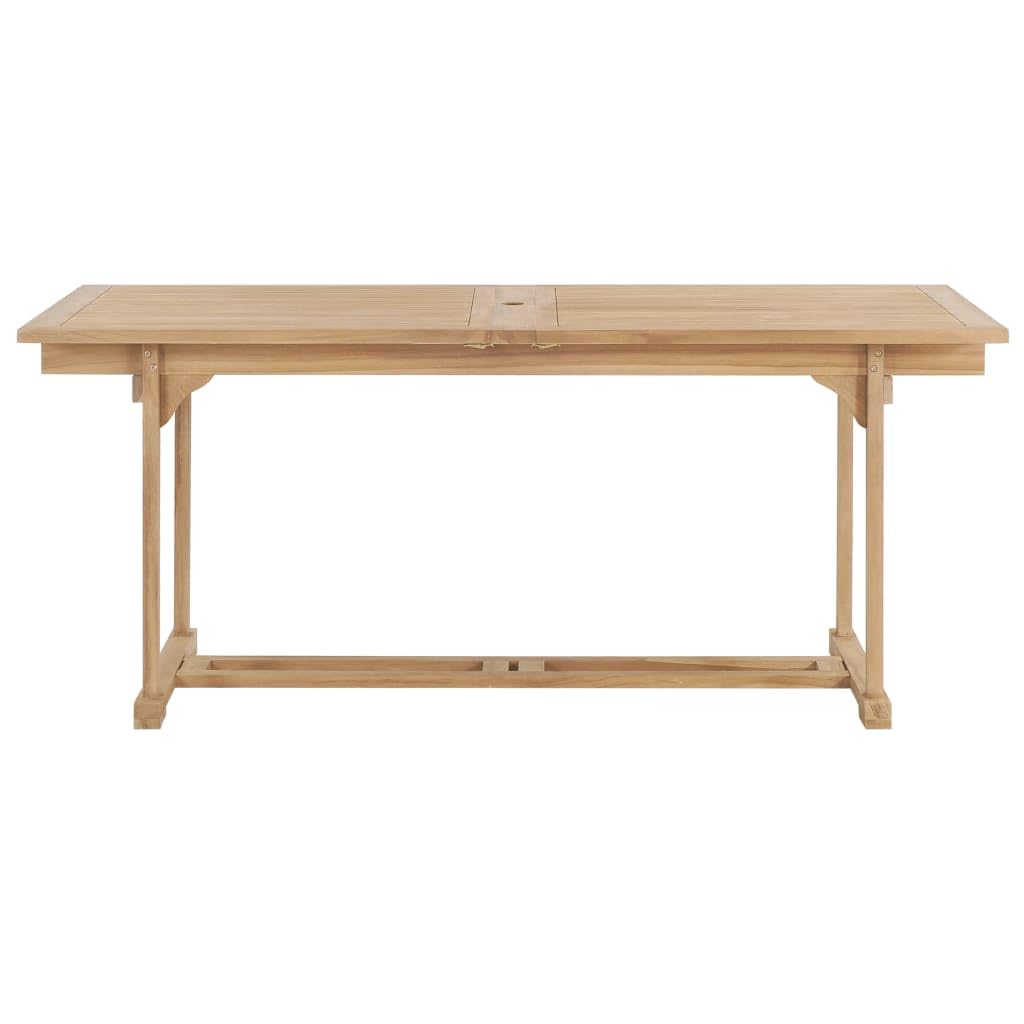 Rozsuwany stół ogrodowy 180-280 x 100 x 75 cm, z litego drewna tekowego, wysuwany stół drewniany na taras i podwórko, stół z dwoma przedłużkami od 180 do 230 lub 280 cm, z otworem