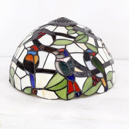 Image of WERFACTORY Tiffany Table Lamp Mix Color Stained Glass Bedside Lamp 18 Inch