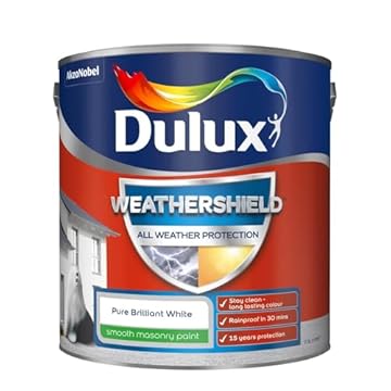 Dulux Weathershield Smooth Masonry Paint - Pure Brilliant White - 2.5L
