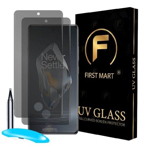 Image of FIRST MART Anti-Spy UV Tempered Glass for OnePlus 12R | 9H Curved Display Screen Guard, Fingerprint Compatible | Pack of 2