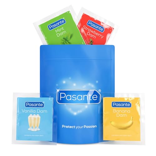 Pasante - Pasante Oral Latex Dams | Assorted Flavours 8 Pack | for Safer Oral Sex | Hermetically Sealed for Maximum Hygiene