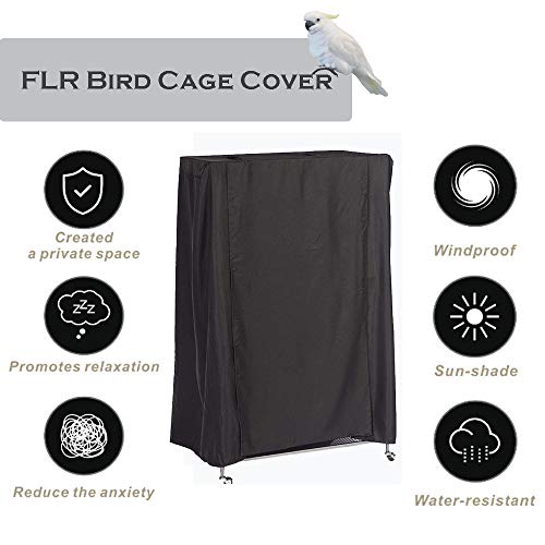 Flr Universal Bird Cage Cover, Breathable Material Good Night Cover For Parrot Waterproof Durable Outdoor Large Bird Cage Cover - Black #TOP1