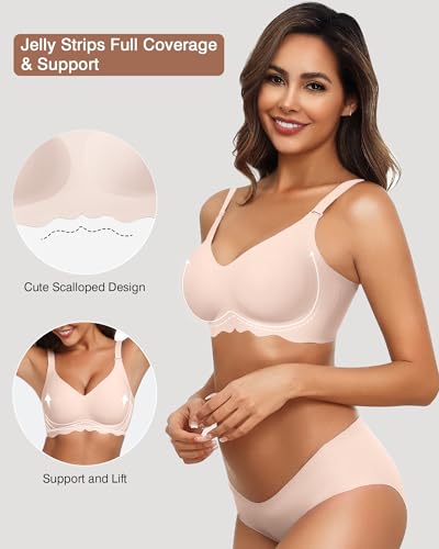 Image of Womens Wireless Jelly Bras No Underwire Support Push Up Removable Straps (U /Cross /Halter) Everyday Sports Bra