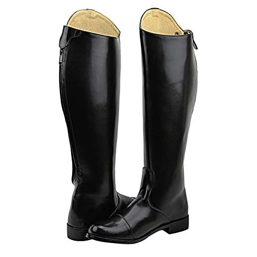 Hispar Mens Man Stirling Dress Dressage Boots with Back Zipper Riding English Equestrian - Black 10.5 Regular Calf
