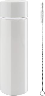 5oz Mini Water Bottle, Small Insulated Stainless Steel Purse Water Bottle, Small Leak-proof Pocket Water Bottle with Straw Cleaning Brush, Women Slim Water Flask Keeps Drink Cold&Hot for Travel, White