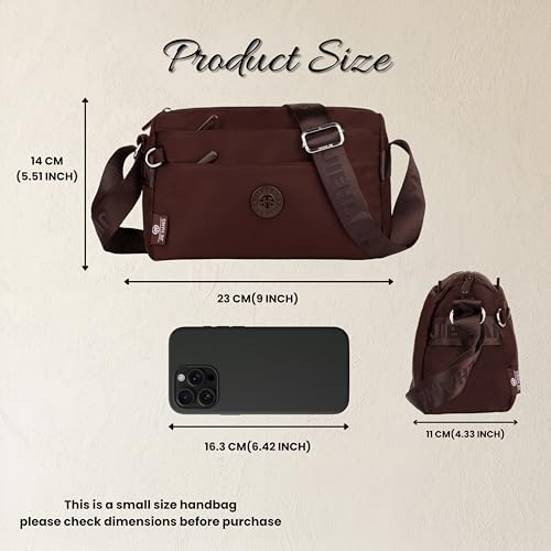 Image of Women's Crossbody Sling Bag, Water-Resistant Nylon Shoulder Handbag with Multiple Zipper Compartments, Lightweight Travel Purse, Shopping, Adjustable Strap Messenger Bag