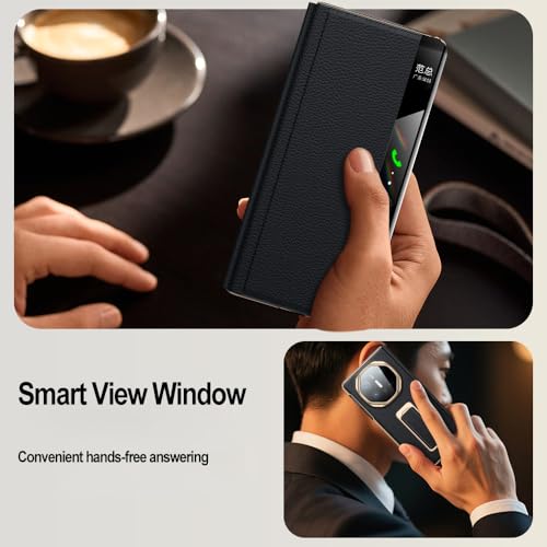 Housse Huawei Mate X6 5G à fenêtre de visualisation et béquille pliable verte - 7