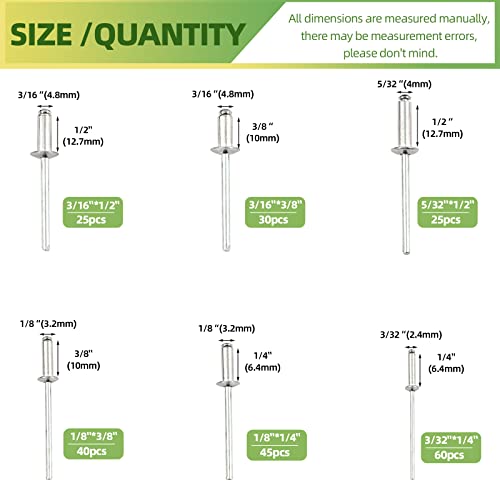 image for Keadic 226Pcs Heavy Duty Manual Riveter with 6 Sizes Aluminum Blind Ri