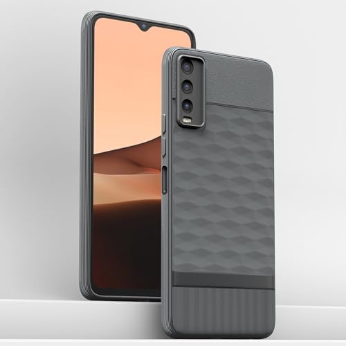 Image of Outlouders Bumper Case for Vivo Y12s / Y20 / Y20i / Y20G | Full Camera Protection | TPU Soft Flexible Shockproof Back Cover (Grey)